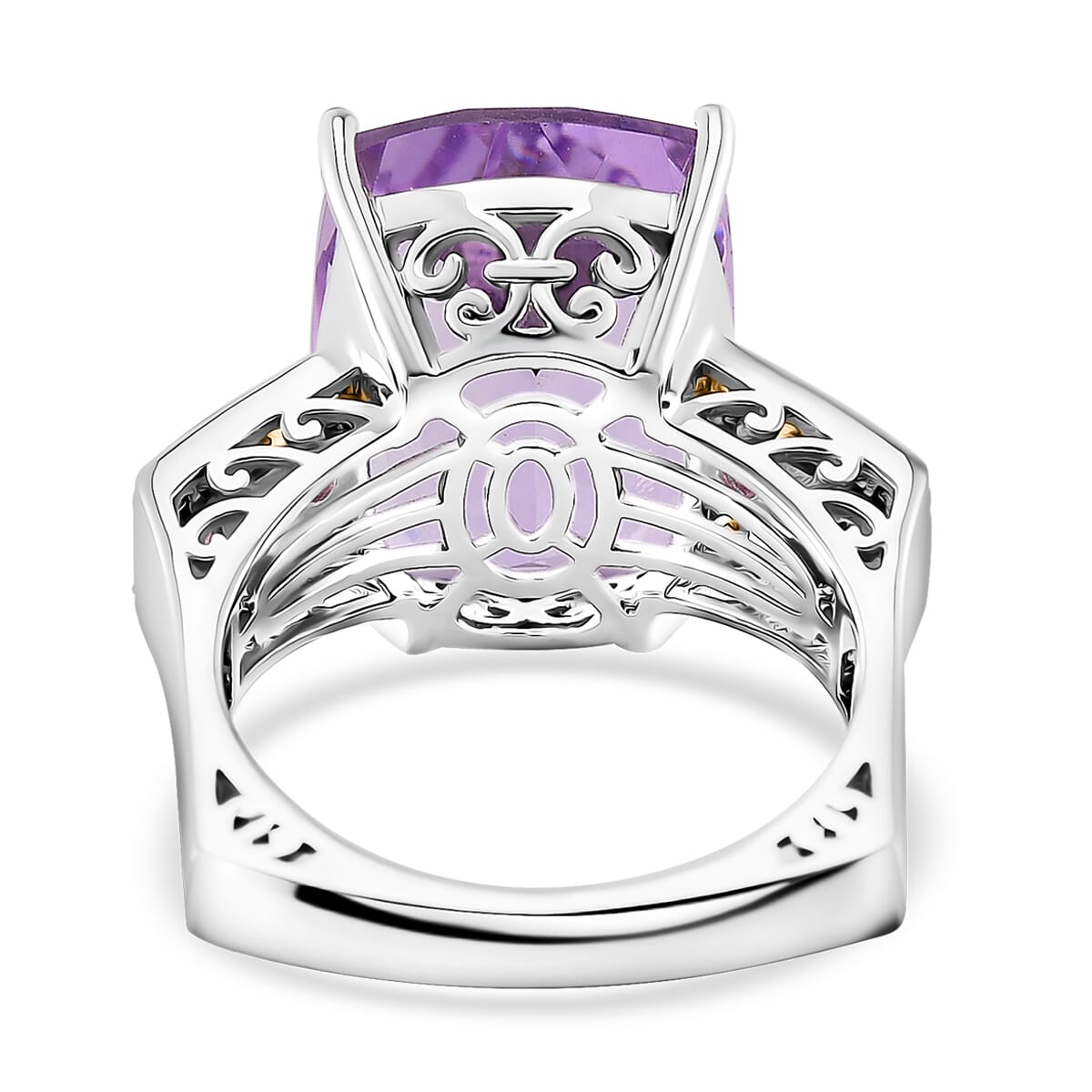 Karis Rose De France Amethyst and Orissa Rhodolite Garnet 27.40 ctw Ring (Size 7.0) and Pendant in Dualtone with Stainless Steel Necklace 20 Inches image number 4