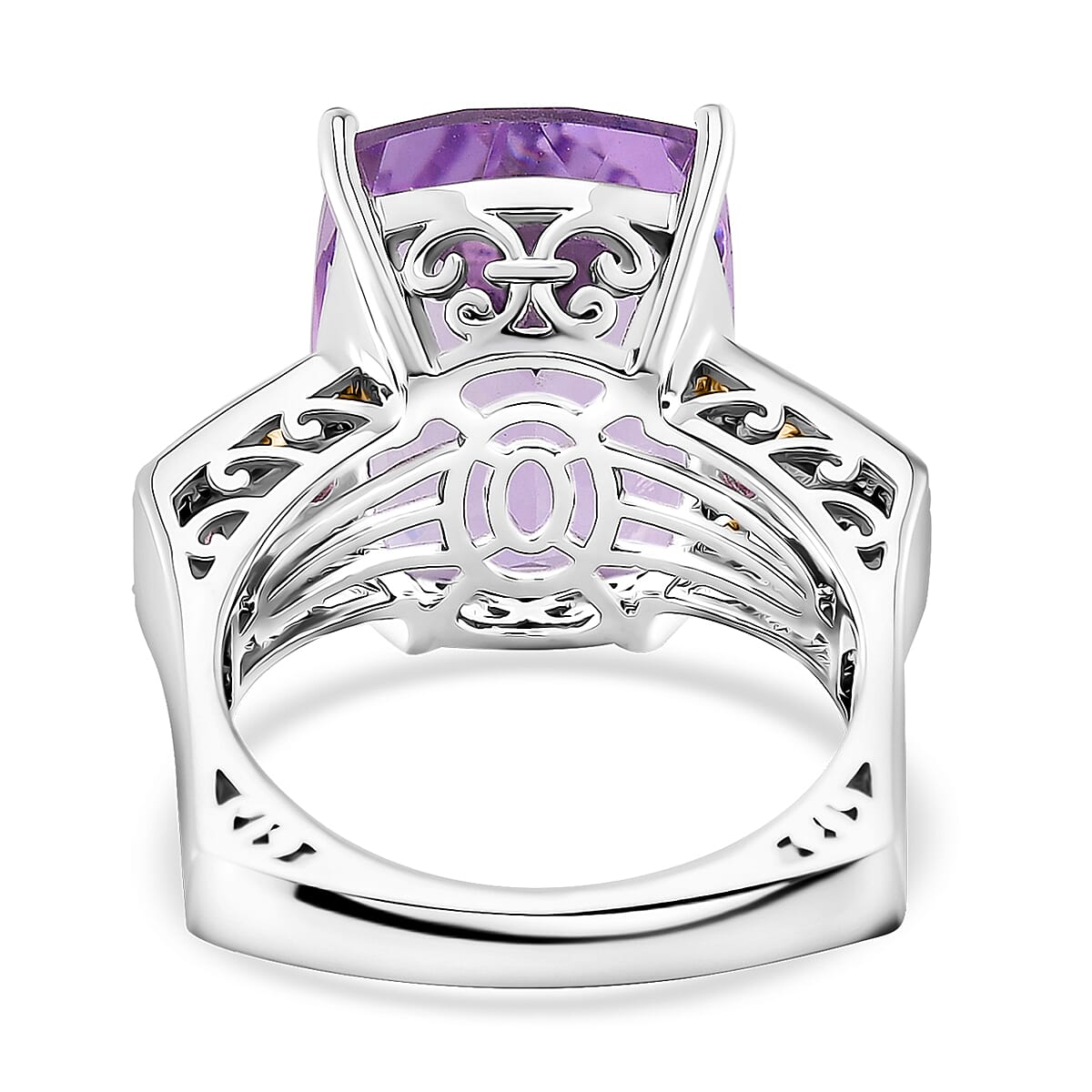 Karis Rose De France Amethyst and Orissa Rhodolite Garnet 27.40 ctw Ring (Size 9.0) and Pendant in Dualtone with Stainless Steel Necklace 20 Inches image number 4
