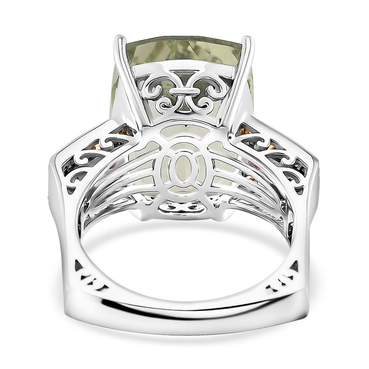 Karis Montezuma Prasiolite and Chrome Diopside 26.85 ctw Ring (Size 6.0) and Pendant in Dualtone with Stainless Steel Necklace 20 Inches image number 4