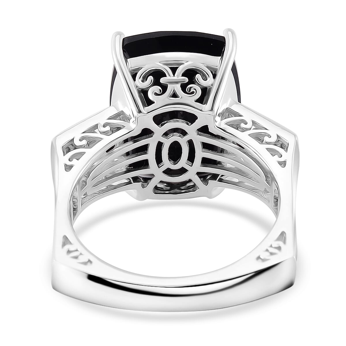 Karis Thai Black Spinel 32.30 ctw Ring (Size 9.0) and Pendant in Dualtone with Stainless Steel Necklace 20 Inches image number 4
