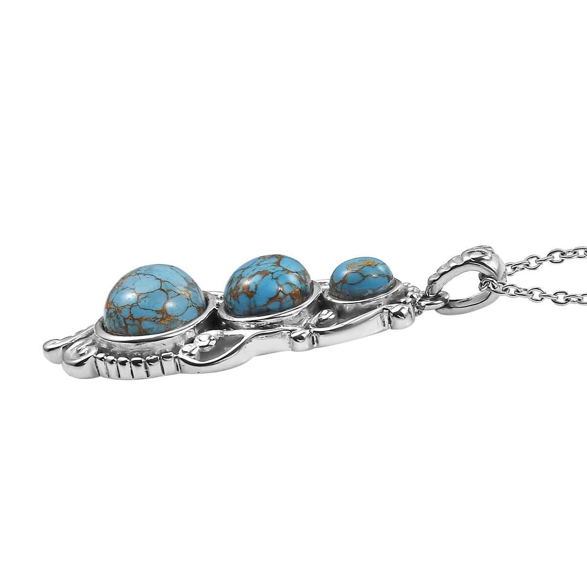 Mojave Blue Turquoise 8.10 ctw Pendant Necklace in Stainless Steel 20 Inches image number 3