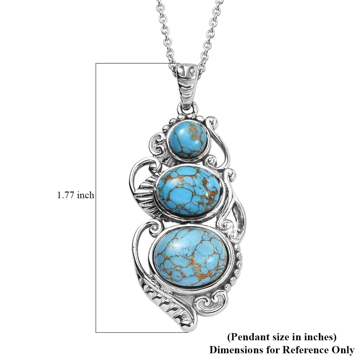 Mojave Blue Turquoise 8.10 ctw Pendant Necklace in Stainless Steel 20 Inches image number 6