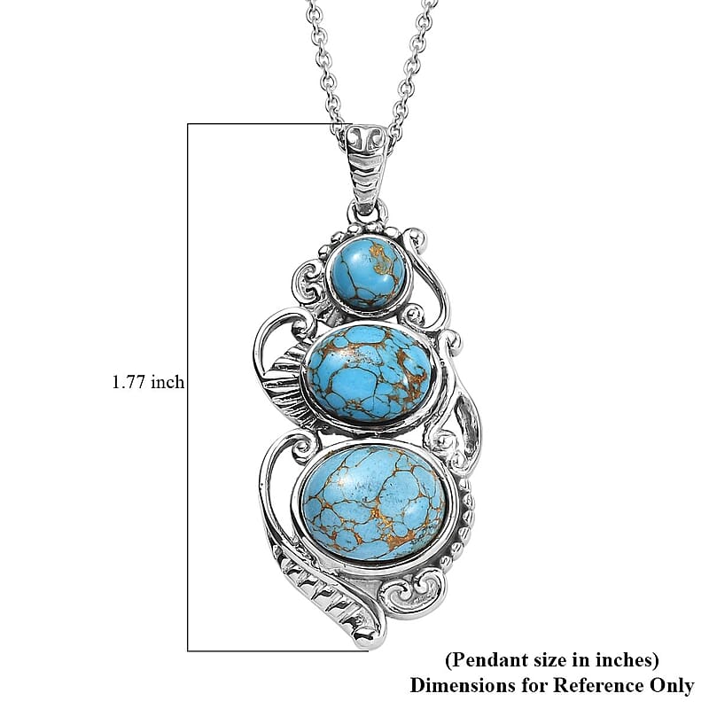 Mojave Blue Turquoise 8.10 ctw Pendant Necklace in Stainless Steel 20 Inches