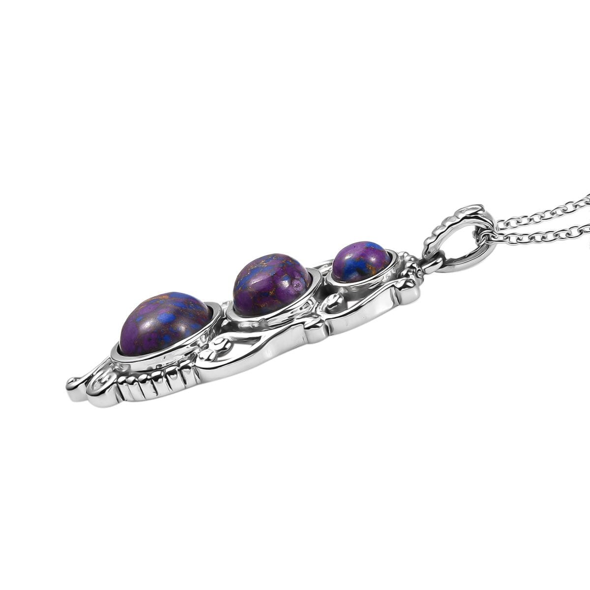 Mojave Purple Turquoise 8.00 ctw Pendant Necklace in Stainless Steel 20 Inches image number 3