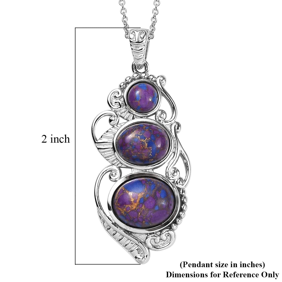 Mojave Purple Turquoise 8.00 ctw Pendant Necklace in Stainless Steel 20 Inches image number 6