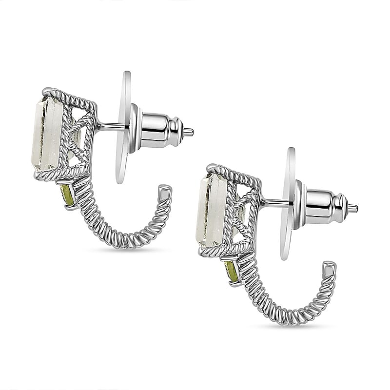 Montezuma Prasiolite and Peridot 20.00 ctw Earrings, Ring (Size 7.0), Pendant in Platinum Bond with Stainless Steel Necklace 20 Inches