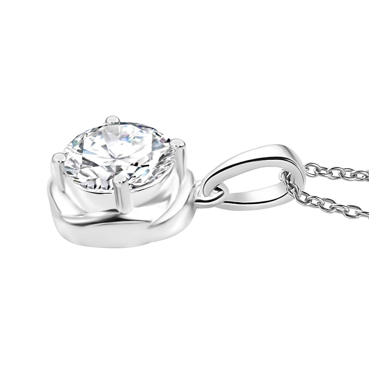 Simulated Diamond 3.40 ctw Pendant in Sterling Silver with Stainless Steel Necklace 20 Inches image number 3