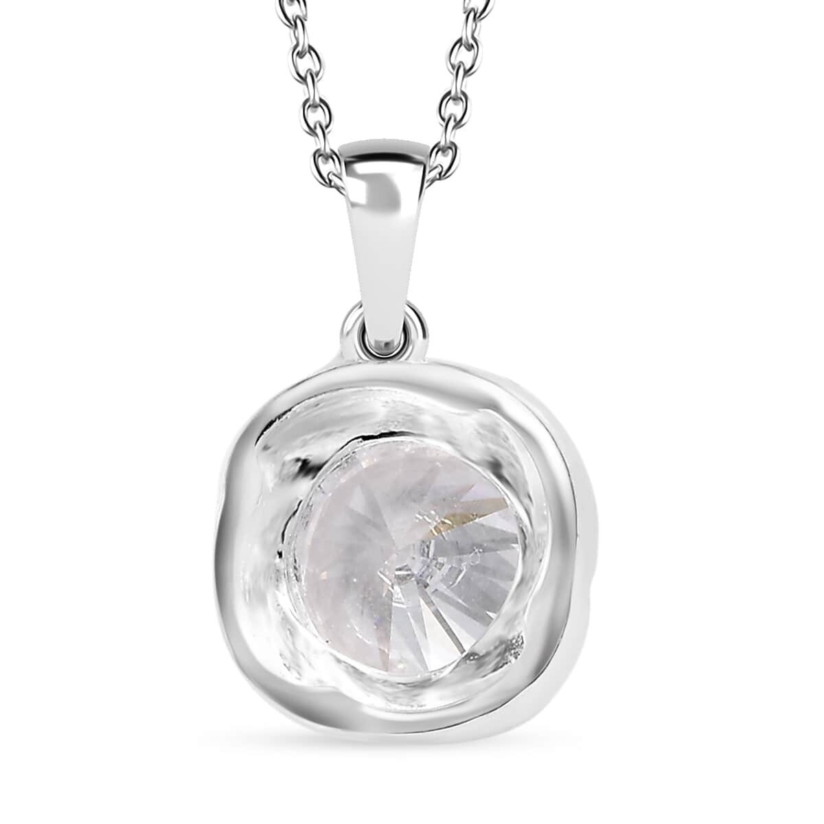 Simulated Diamond 3.40 ctw Pendant in Sterling Silver with Stainless Steel Necklace 20 Inches image number 4