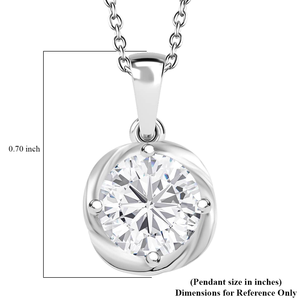 Simulated Diamond 3.40 ctw Pendant in Sterling Silver with Stainless Steel Necklace 20 Inches image number 6