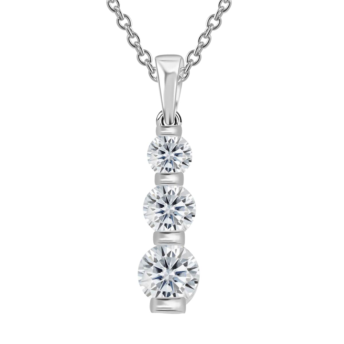 Simulated Diamond 4.30 ctw Pendant in Sterling Silver with Stainless Steel Necklace 20 Inches image number 0