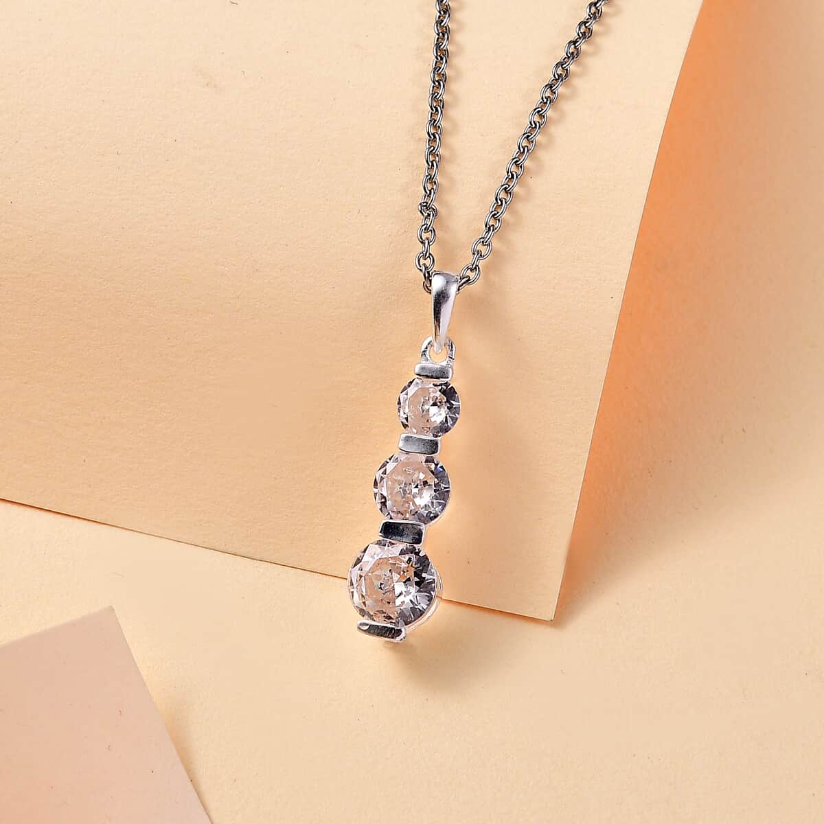 Simulated Diamond 4.30 ctw Pendant in Sterling Silver with Stainless Steel Necklace 20 Inches image number 1