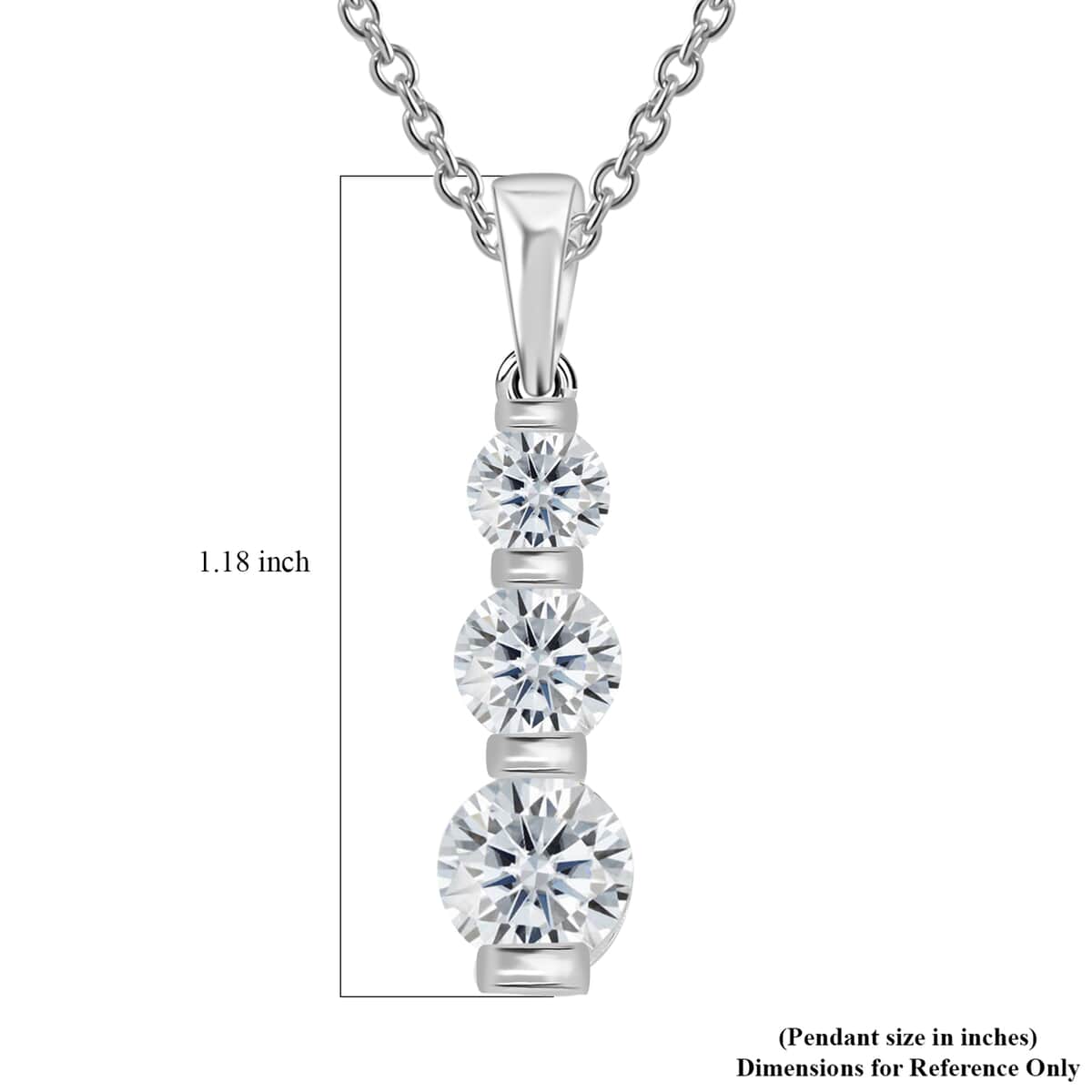 Simulated Diamond 4.30 ctw Pendant in Sterling Silver with Stainless Steel Necklace 20 Inches image number 5