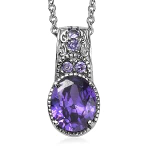 Simulated Blue Diamond 4.75 ctw Pendant Necklace 20 Inches in Stainless Steel 