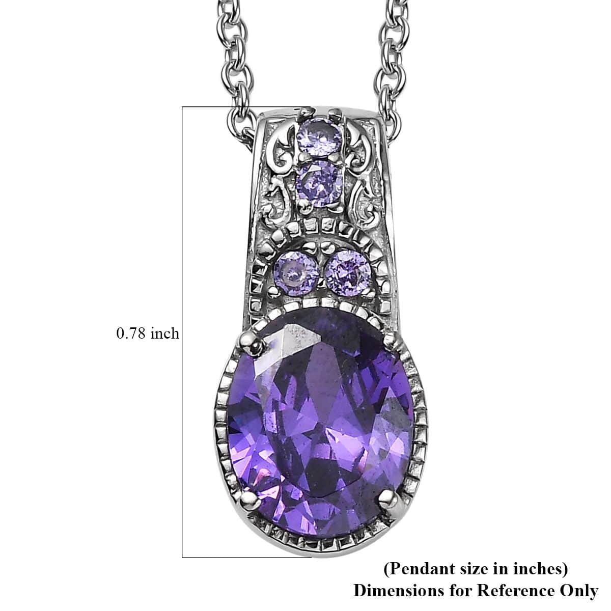 Simulated Blue Diamond 4.75 ctw Pendant Necklace 20 Inches in Stainless Steel  image number 6