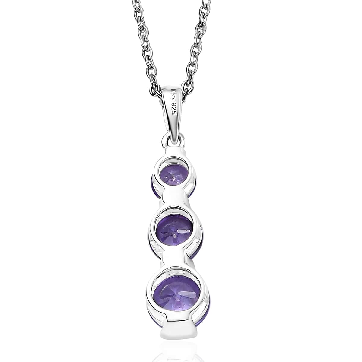 Simulated Blue Diamond 4.15 ctw Pendant in Sterling Silver with Stainless Steel Necklace 20 Inches image number 4