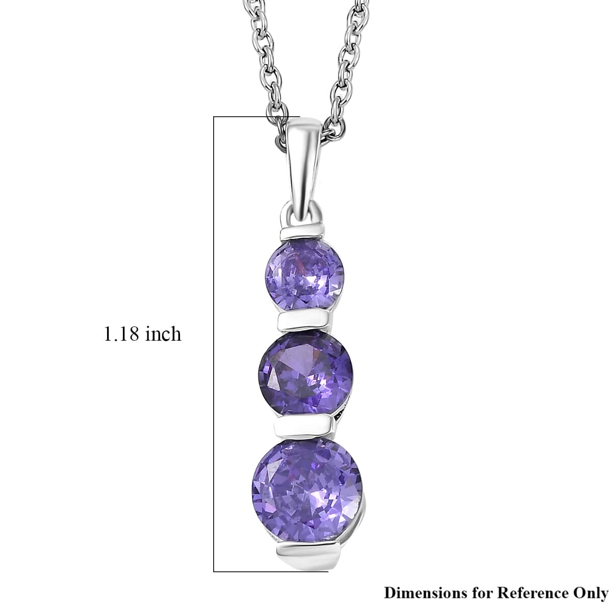 Simulated Blue Diamond 4.15 ctw Pendant in Sterling Silver with Stainless Steel Necklace 20 Inches image number 5