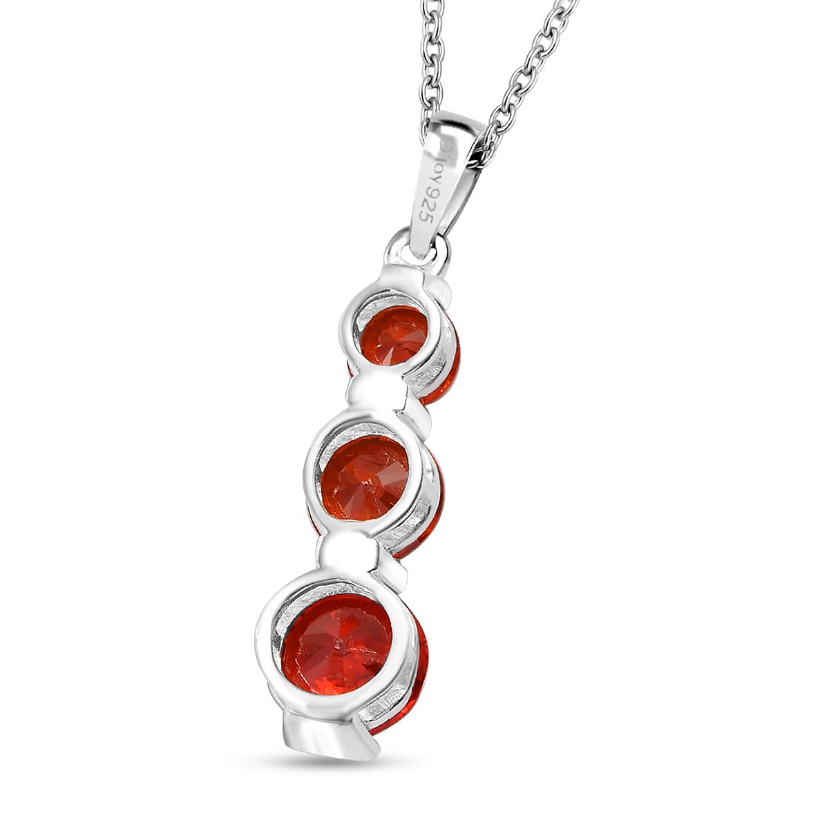 Simulated Red Diamond 4.20 ctw Pendant in Sterling Silver with Stainless Steel Necklace 20 Inches image number 4