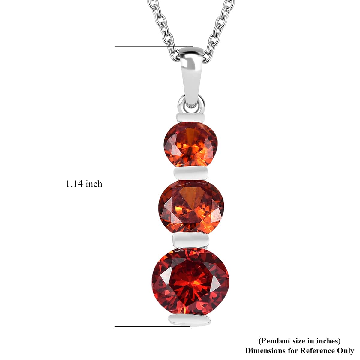 Simulated Red Diamond 4.20 ctw Pendant in Sterling Silver with Stainless Steel Necklace 20 Inches image number 6