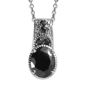 Simulated Black Diamond Pendant Necklace in Stainless Steel 20 Inches