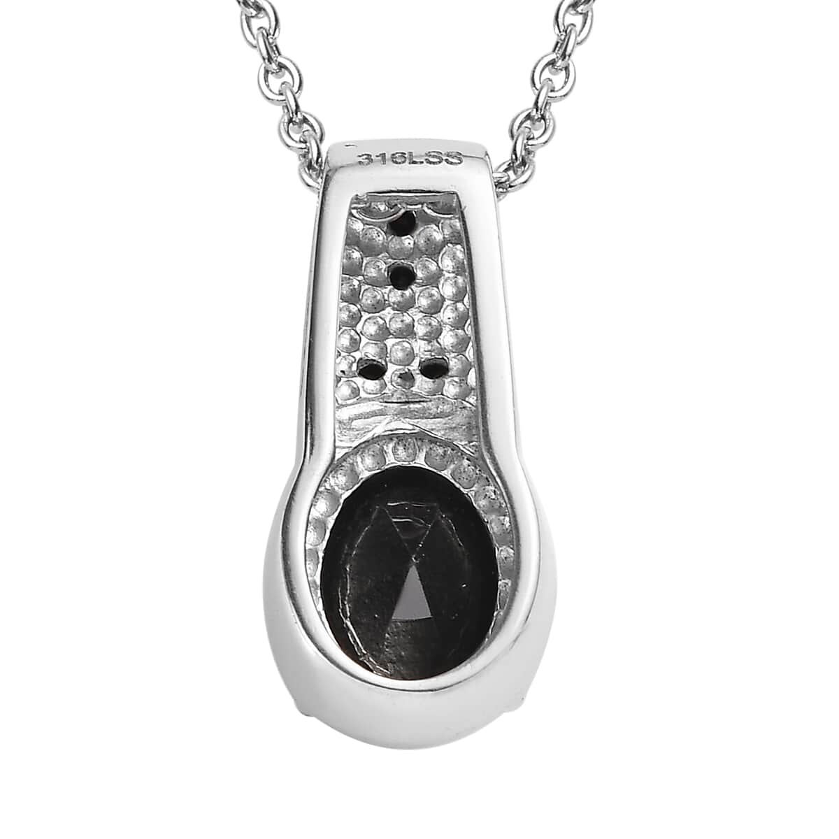 Simulated Black Diamond Pendant Necklace in Stainless Steel 20 Inches image number 4