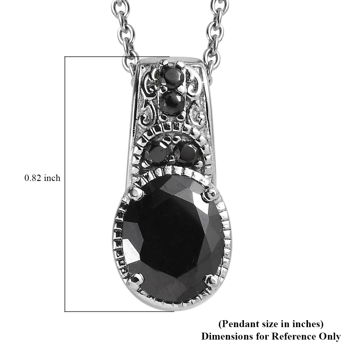 Simulated Black Diamond Pendant Necklace in Stainless Steel 20 Inches image number 5