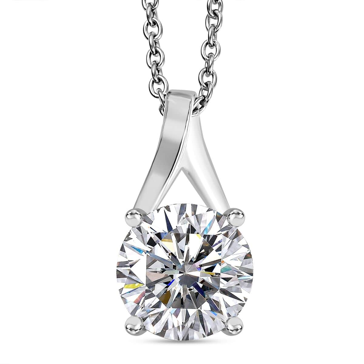 Simulated Diamond 6.60 ctw Pendant in Sterling Silver with Stainless Steel Necklace 20 Inches image number 0