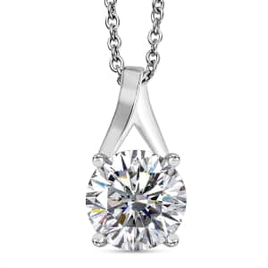 Simulated Diamond 6.60 ctw Pendant in Sterling Silver with Stainless Steel Necklace 20 Inches