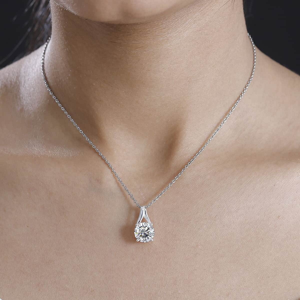 Simulated Diamond 6.60 ctw Pendant in Sterling Silver with Stainless Steel Necklace 20 Inches image number 2