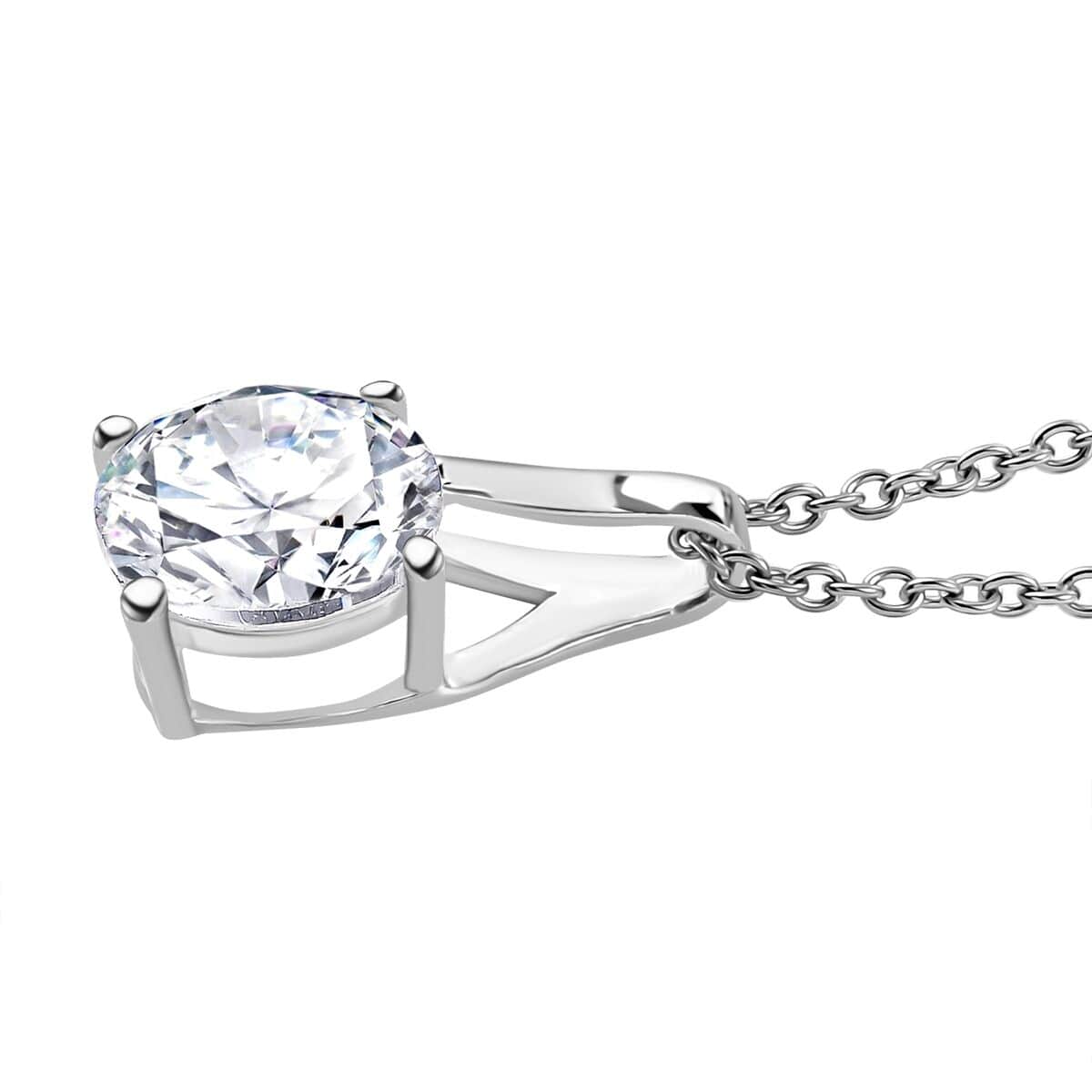 Simulated Diamond 6.60 ctw Pendant in Sterling Silver with Stainless Steel Necklace 20 Inches image number 3