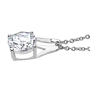 Simulated Diamond 6.60 ctw Pendant in Sterling Silver with Stainless Steel Necklace 20 Inches