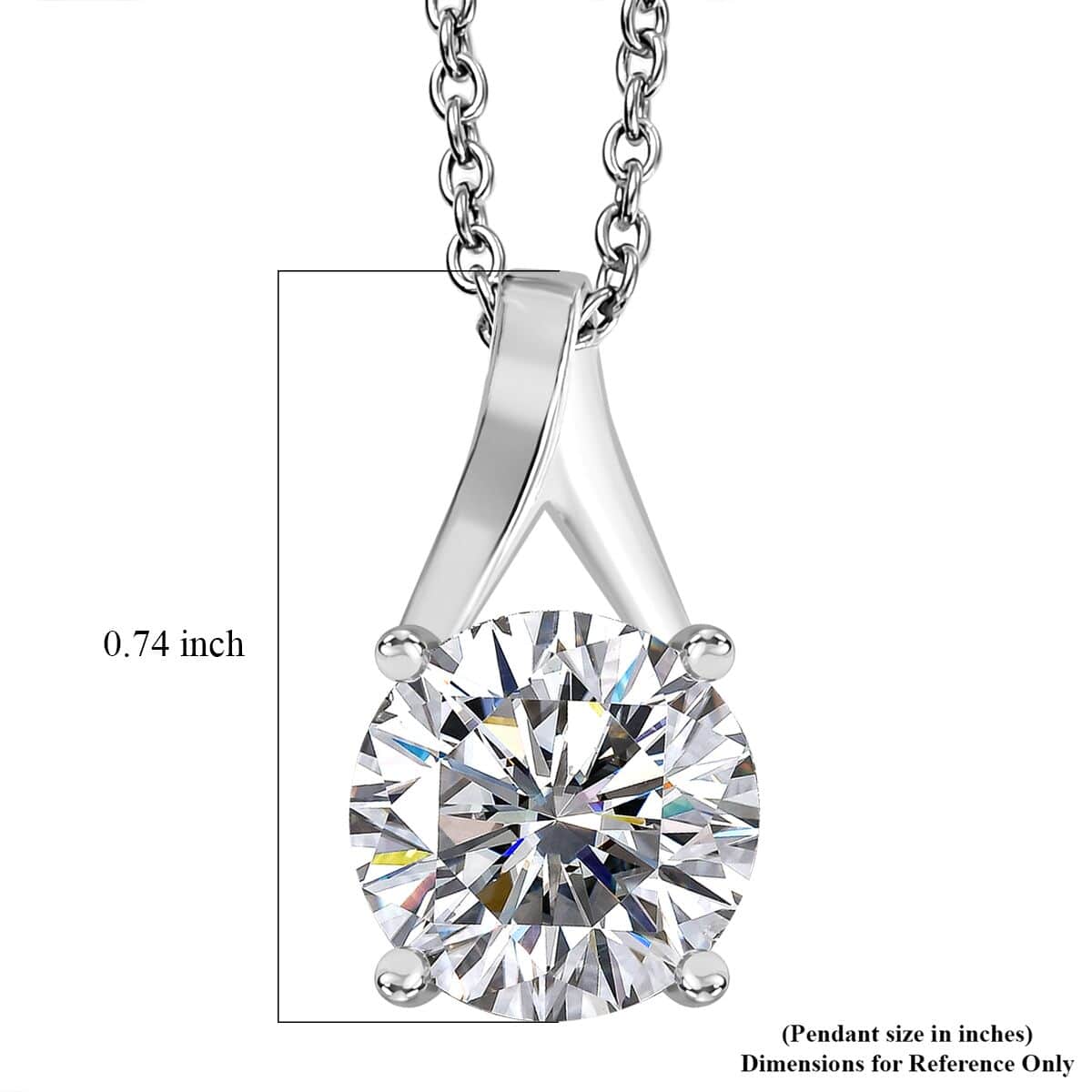 Simulated Diamond 6.60 ctw Pendant in Sterling Silver with Stainless Steel Necklace 20 Inches image number 6