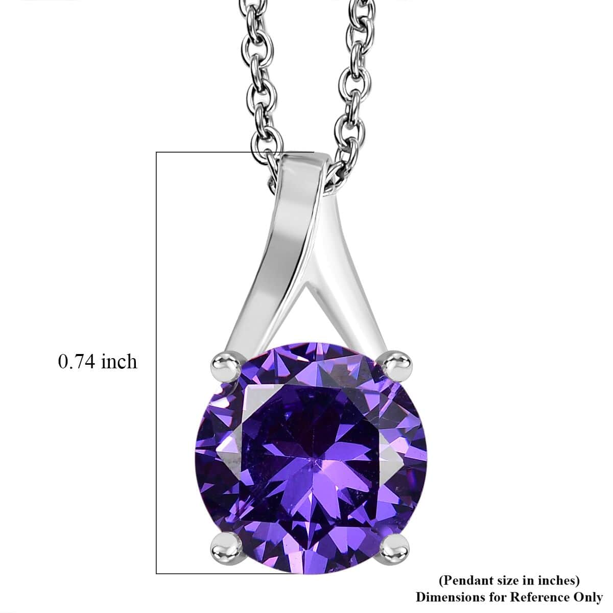 Simulated Blue Diamond 6.50 ctw Solitaire Pendant in Sterling Silver with Stainless Steel Necklace 20 Inches image number 5