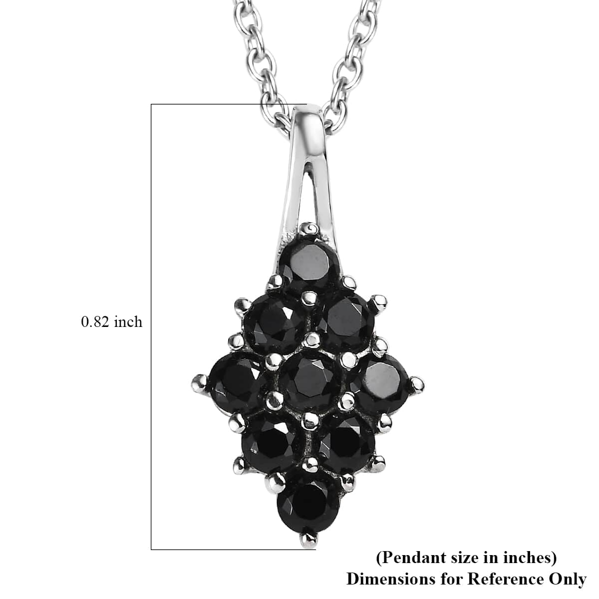 Thai Black Spinel 1.25 ctw Pendant Necklace 20 Inches in Stainless Steel image number 6