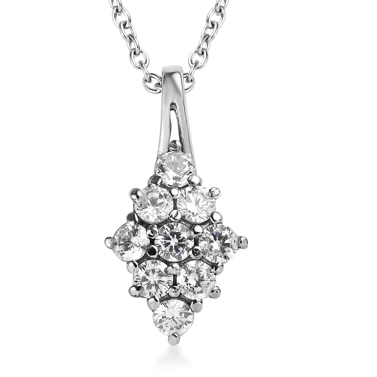 Simulated Diamond 1.25 ctw Pendant Necklace 20 Inches in Stainless Steel  image number 0