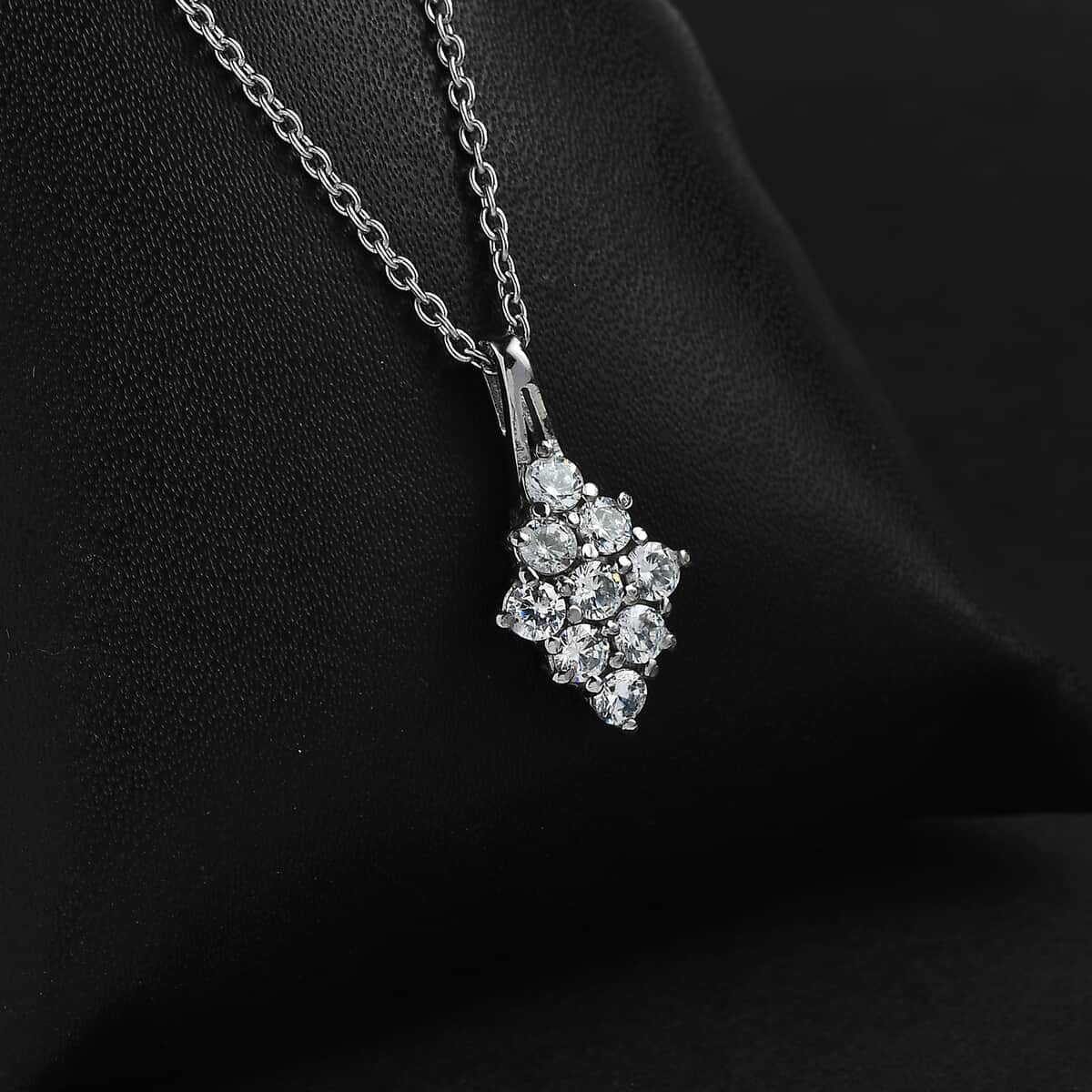 Simulated Diamond 1.25 ctw Pendant Necklace 20 Inches in Stainless Steel  image number 1