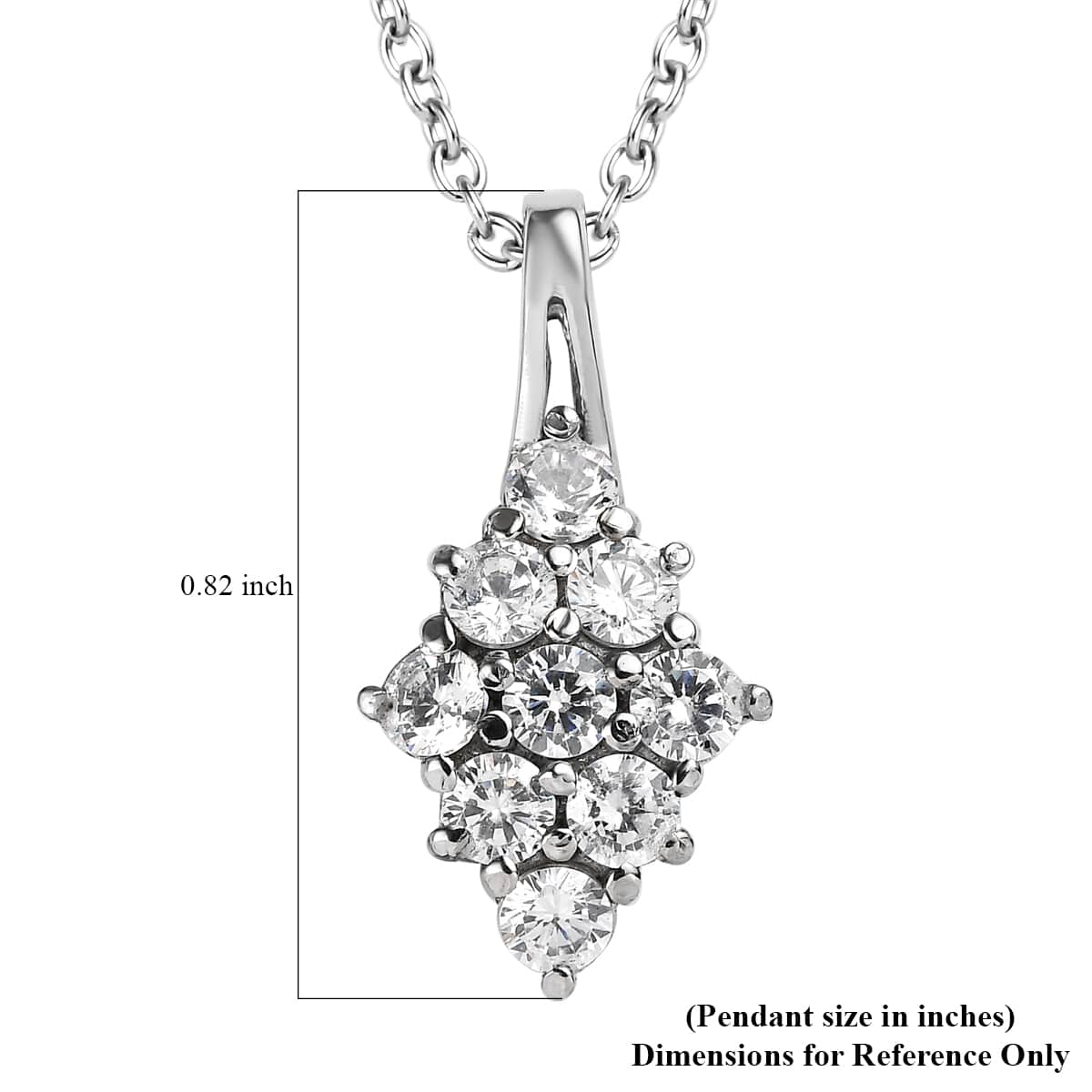 Simulated Diamond 1.25 ctw Pendant Necklace 20 Inches in Stainless Steel  image number 6