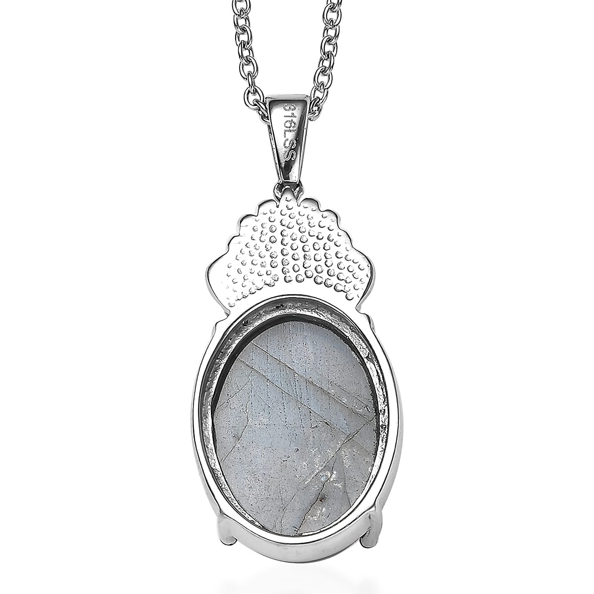 Malagasy Labradorite 13.10 ctw Pendant Necklace in Stainless Steel 20 Inches image number 4