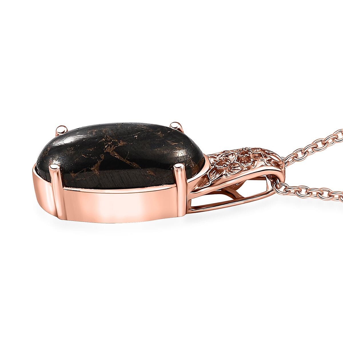 Karis Matrix Silver Shungite 6.25 ctw Pendant in 18K RG Plated with Stainless Steel Necklace 20 Inches image number 3
