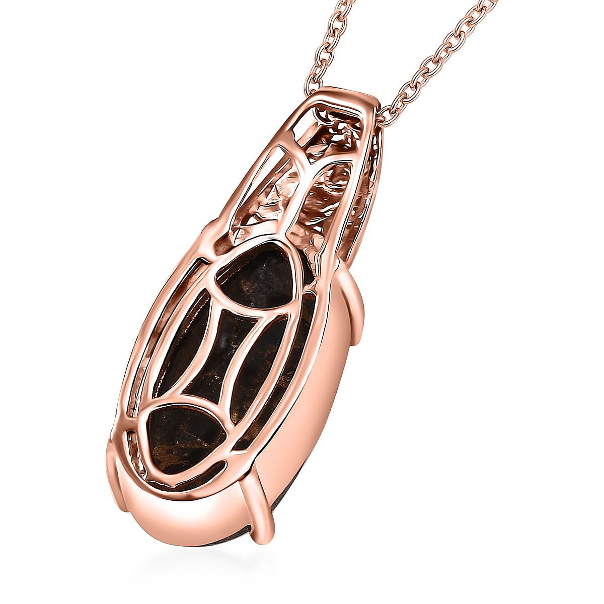 Karis Matrix Silver Shungite 6.25 ctw Pendant in 18K RG Plated with Stainless Steel Necklace 20 Inches image number 4