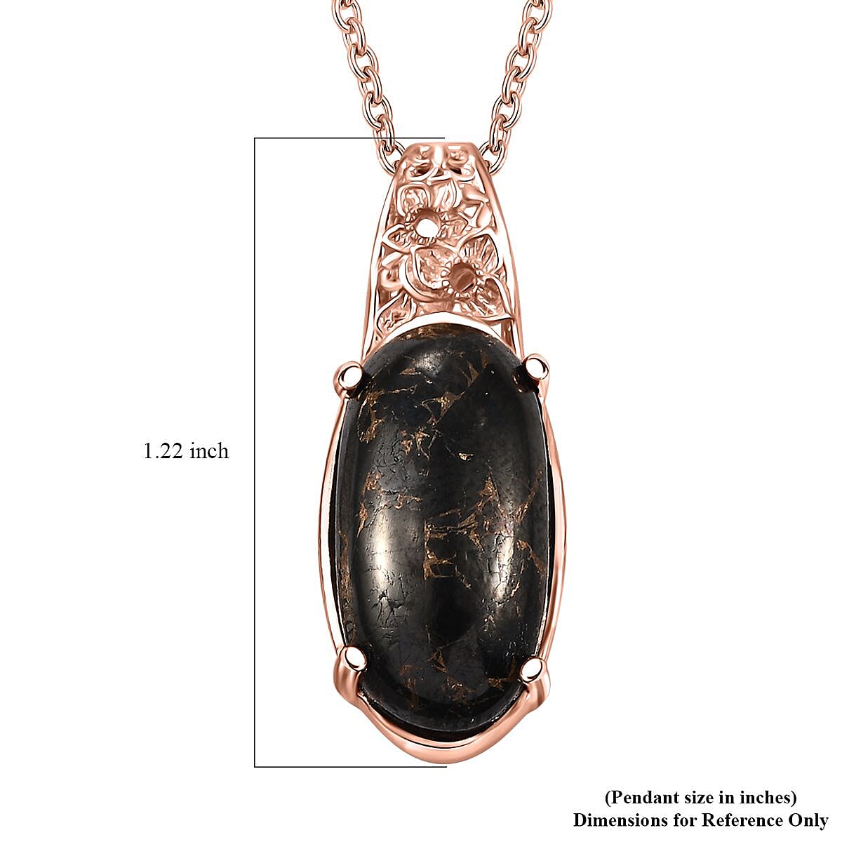 Karis Matrix Silver Shungite 6.25 ctw Pendant in 18K RG Plated with Stainless Steel Necklace 20 Inches image number 6