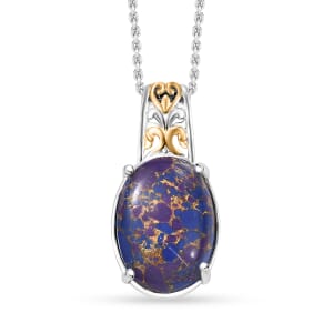 Karis Mojave Purple Turquoise 8.25 ctw Pendant in 18K YG Plated and Platinum Bond with Stainless Steel Necklace (20 Inches)