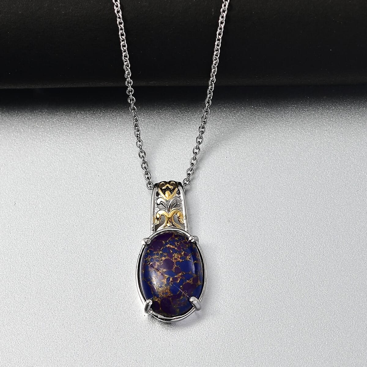 Karis Mojave Purple Turquoise 8.25 ctw Pendant in 18K YG Plated and Platinum Bond with Stainless Steel Necklace (20 Inches) image number 1