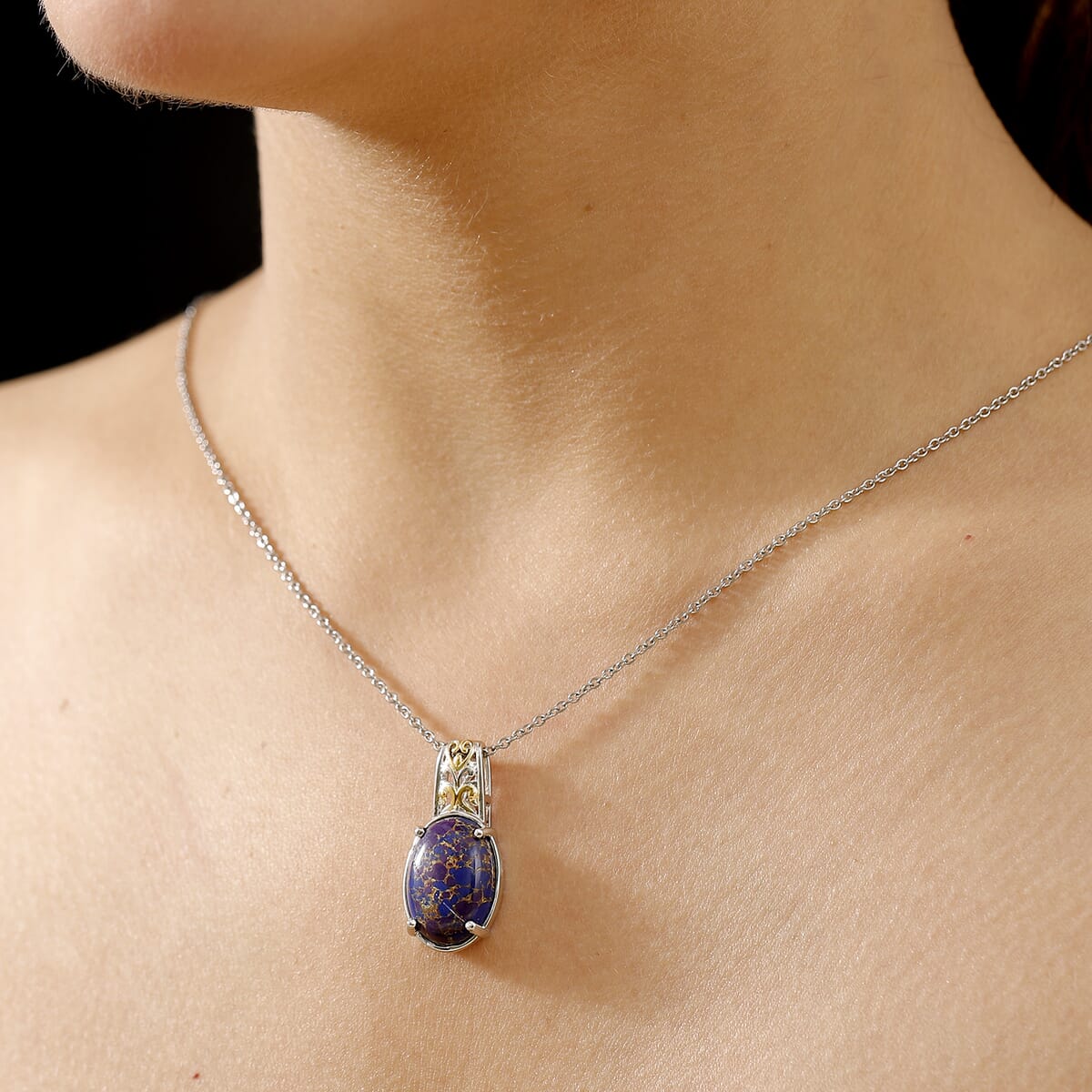 Karis Mojave Purple Turquoise 8.25 ctw Pendant in 18K YG Plated and Platinum Bond with Stainless Steel Necklace (20 Inches) image number 2