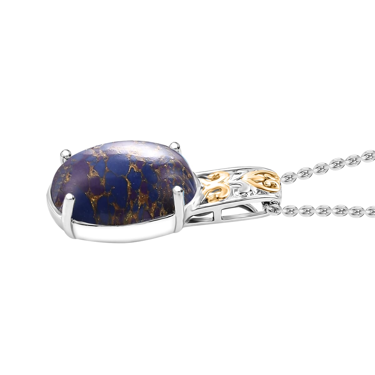 Karis Mojave Purple Turquoise 8.25 ctw Pendant in 18K YG Plated and Platinum Bond with Stainless Steel Necklace (20 Inches) image number 3