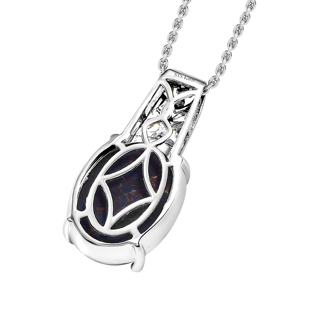 Karis Mojave Purple Turquoise 8.25 ctw Pendant in 18K YG Plated and Platinum Bond with Stainless Steel Necklace (20 Inches)