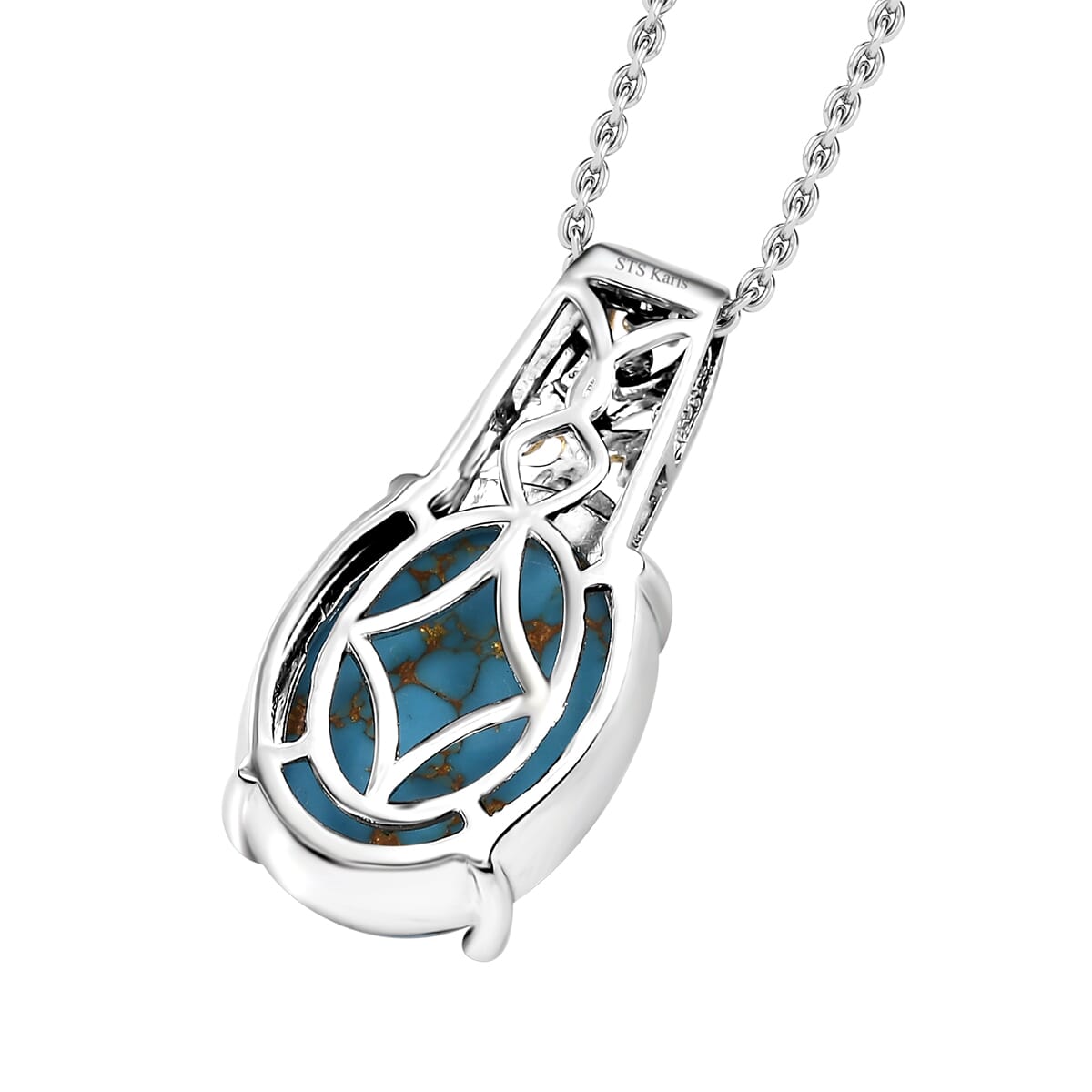 Karis Mojave Blue Turquoise 9.30 ctw Pendant in 18K YG Plated and Platinum Bond with Stainless Steel Necklace 20 Inches image number 4
