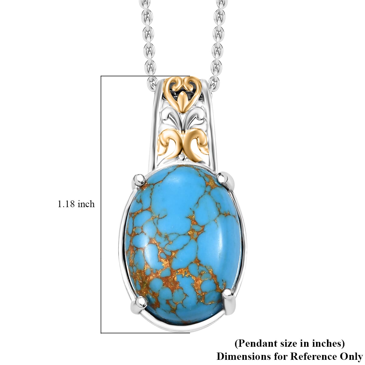 Karis Mojave Blue Turquoise 9.30 ctw Pendant in 18K YG Plated and Platinum Bond with Stainless Steel Necklace 20 Inches image number 5