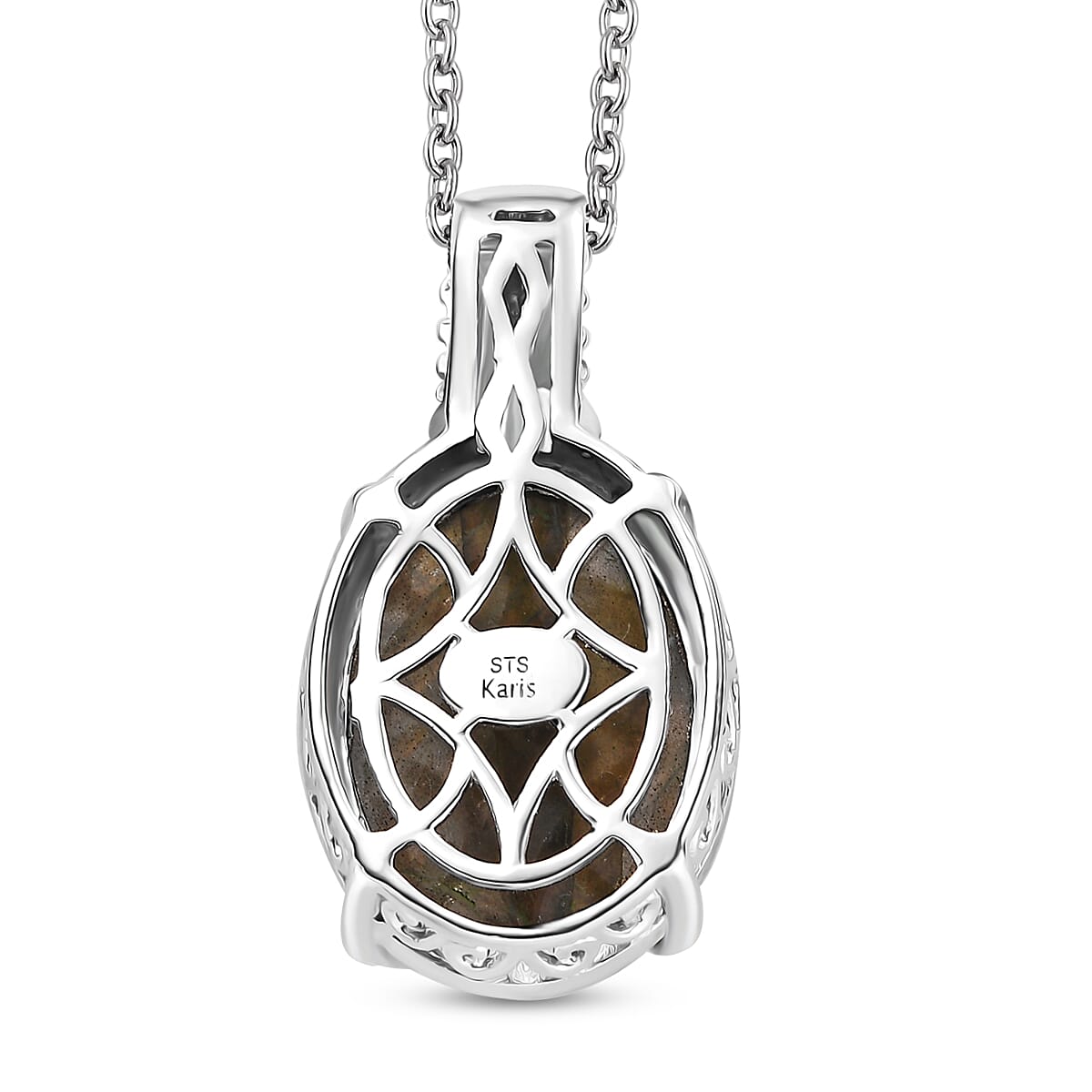 Karis Malagasy Labradorite 12.25 ctw Pendant in Platinum Bond with Stainless Steel Necklace 20 Inches