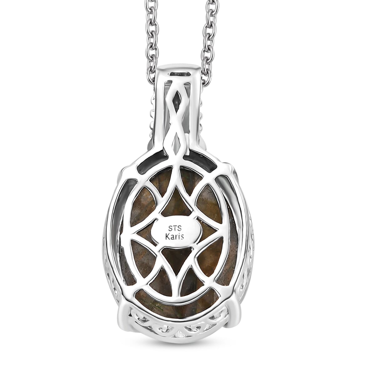 Karis Malagasy Labradorite 12.25 ctw Pendant in Platinum Bond with Stainless Steel Necklace 20 Inches image number 4