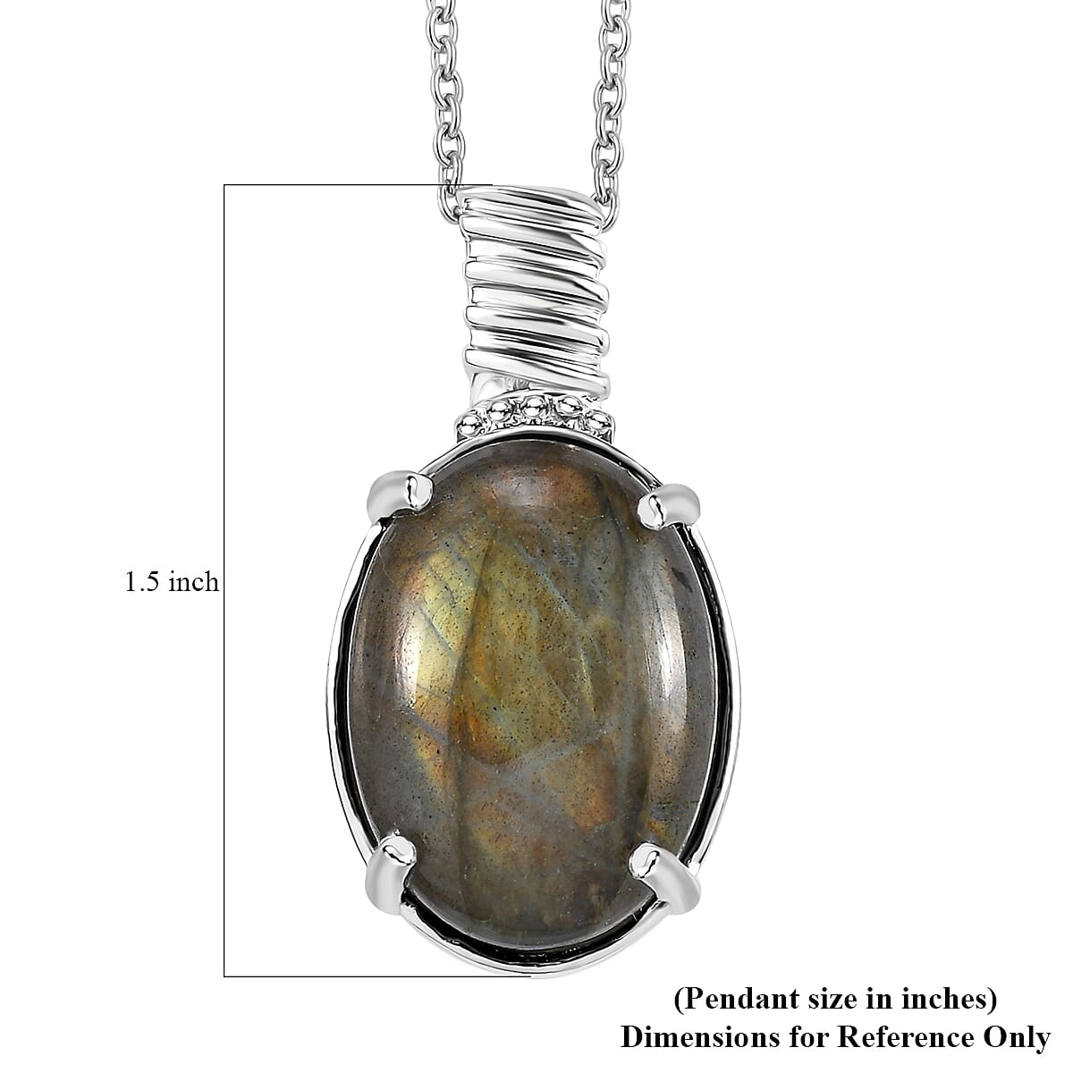 Karis Malagasy Labradorite 12.25 ctw Pendant in Platinum Bond with Stainless Steel Necklace 20 Inches